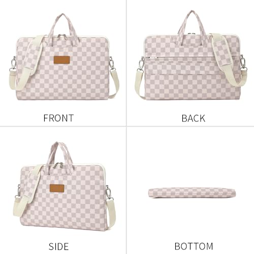 canvaslife Water Neutral Checker Pattern Resistant Laptop Shoulder Messenger Bag for Pro 16 inch and 15.6 inch-16 inch Laptop - color: Neutral Checker