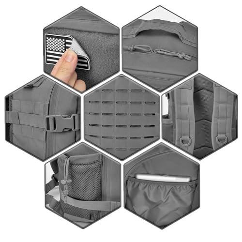 QT&QY 25L/45L Military Tactical Backpack For Men Molle Daypack 3 Day Bug Out Bag Hiking Rucksack With Bottle Holder - color: 25l Gray