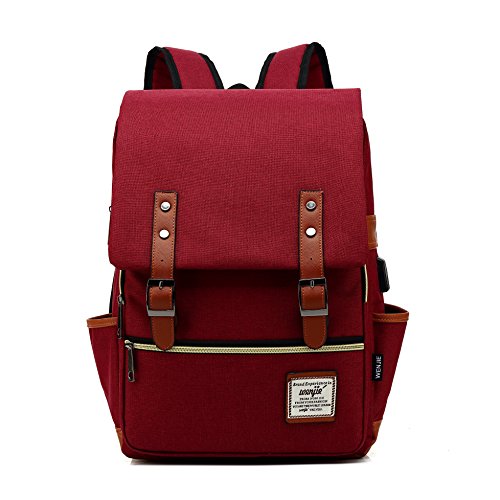 Mancio Slim Vintage Laptop Backpack For women,Men For Travel, College, Dayparks, Fits up to 15.6Inch Notebook(Red) - color: Red