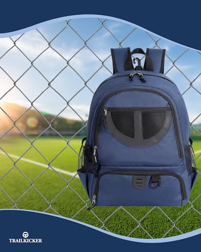 Basketball Bag Backpack for Men Women with Ball & Shoes Compartment 30L Capacity Lightweight Breathable Boys Girls Soccer Ball Bag Backpack Fit Volleyball Football Sports Travel School Gym - color: TK8Navy