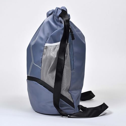 Nupouch Drawstring Backpack: Lightweight, Water-Resistant, Reflective Gym Bag w/Shoe Compartment for Travel, Hiking, Sports - color: Light Blue