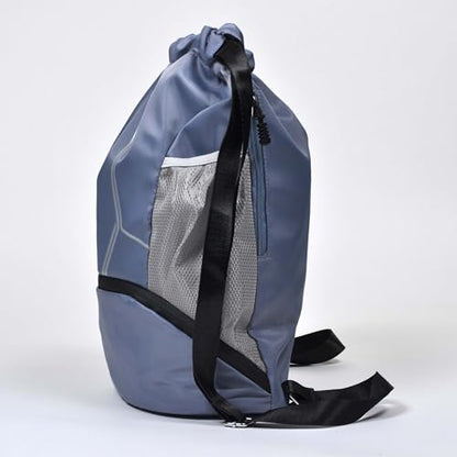 Nupouch Drawstring Backpack: Lightweight, Water-Resistant, Reflective Gym Bag w/Shoe Compartment for Travel, Hiking, Sports - color: Light Blue