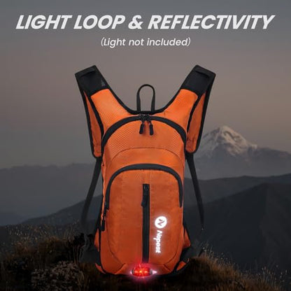 Nepest Hydration Pack Backpack for Women & Men, Lightweight Water Backpack with 2L Water Bladder for Hiking Cycling Running Biking - color: Orange