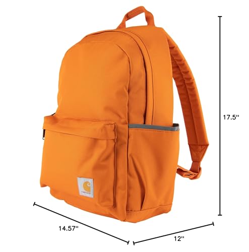 Carhartt 21L Classic Laptop Backpack, Water-Resistant Pack W/ 15" Laptop Sleeve and Organizational Compartments, Marmalade - color: Marmalade, size: One Size