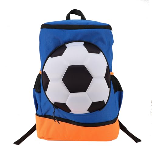 Soccer Backpack, Ball Compartment, Shoe Compartment, Fits Soccer Ball, Promotes Air Circulation and Comfort - color: Blue with Orange, size: Adult Size (Fits Size 7 Ball)