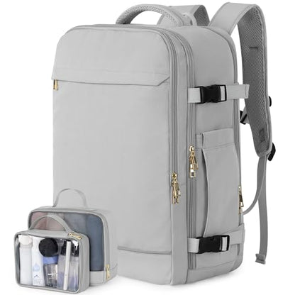 Sinaliy Travel Backpack, 40L 17 inch Laptop Travel Backpack Carry on Flight Approved, Personal Item Travel Bag, Waterproof Backpack for College, Business, Weekend, Work, Gray - color: Gray