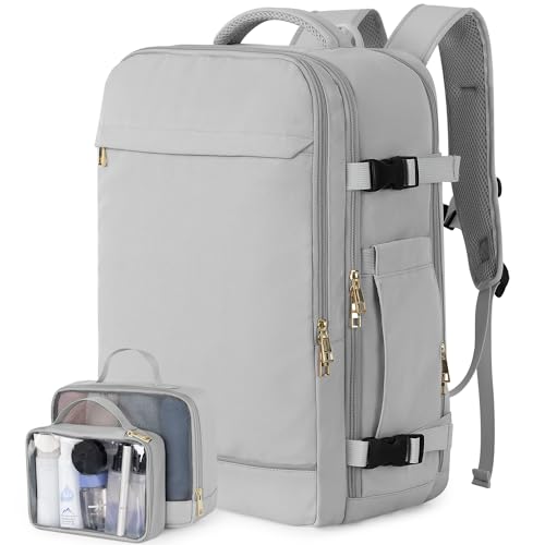 Sinaliy Travel Backpack, 40L 17 inch Laptop Travel Backpack Carry on Flight Approved, Personal Item Travel Bag, Waterproof Backpack for College, Business, Weekend, Work, Gray - color: Gray