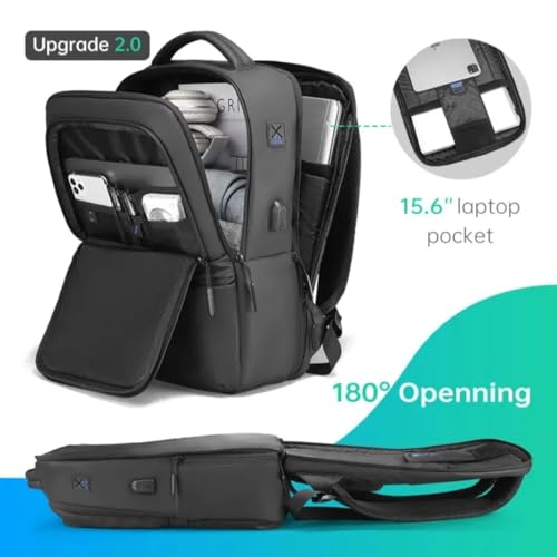 TREKON Laptop Backpack for Men, Fits 15.6" Laptop, USB Charging Port, Water-Resistant, Anti-Theft, TSA Approved Travel Bag, For Business & College