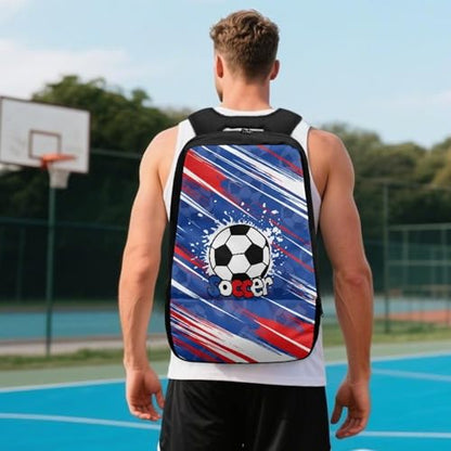 18.5in Basketball Backpack Basketball Bag with Shoe Compartment & Ball Holder, Waterproof Bag for Soccer Volleyball - color: Soccer Text Graffiti Print