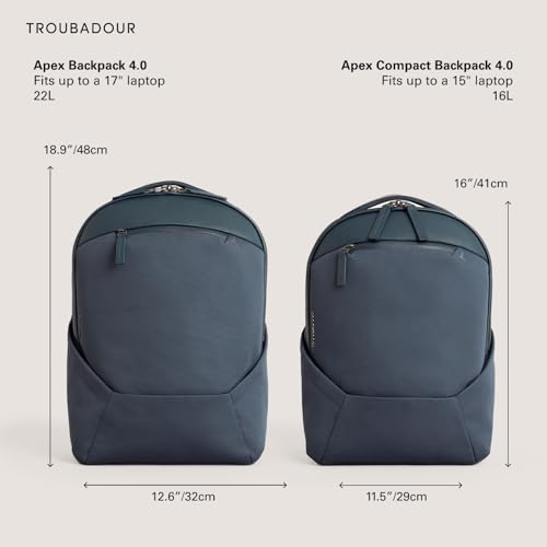 Troubadour Apex 4.0 Compact - 16L Premium Laptop Backpack - Ergonomic & Water Resistant - Designed for Work and Travel - Basalt - color: Basalt