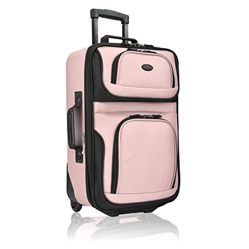 U.S. Traveler Rio Lightweight Softside Rolling Carry-on Suitcase, 2-Wheel Single, Pink - color: Pink, size: 21"