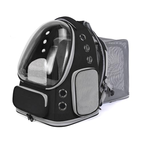 Cat Backpack Carrier for Large Cats, Expandable Cat Bubble Backpack, Dog Carriers for Small Medium Dogs, Airline Approved Pet Carrier for Travel Hiking Outdoor(Black) - color: Black Expandable