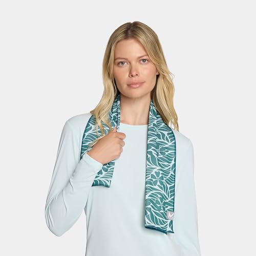 MISSION Max Plus Cooling Towel- Soft, Durable Microfiber - Cools Up to 3 Hours - UPF 50 Sun Protection - Machine Washable - color: Teal Leaf