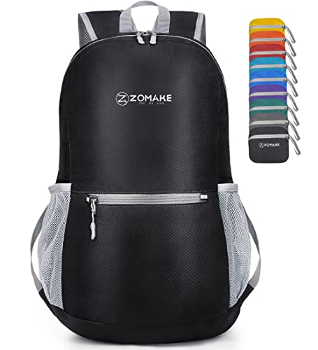 ZOMAKE Ultra Lightweight Hiking Backpack 20L, Packable Small Backpacks Water Resistant Daypack for Women Men(Black) - color: Black
