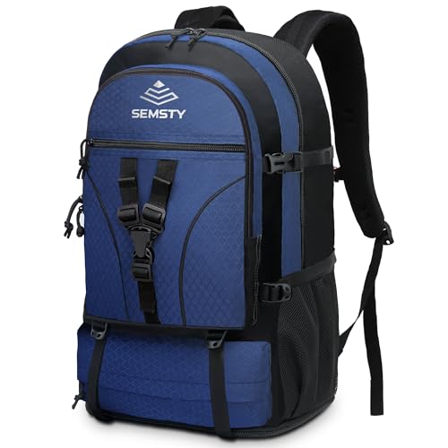 40L/50L Expandable Hiking Backpack for Men and Women, Travel Camping Backpack Flight Approved - color: 40l+10l Blue