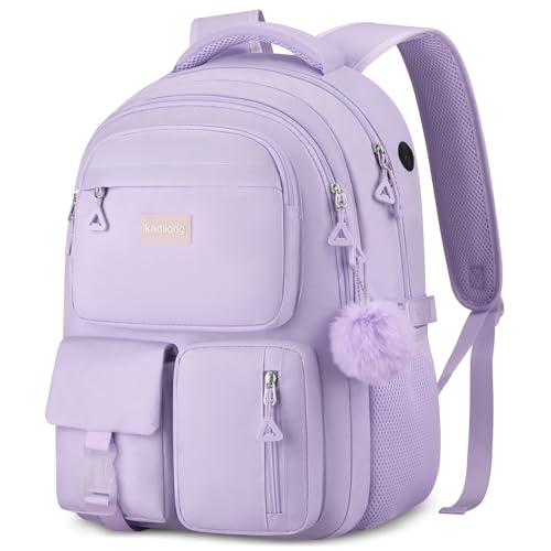 kadilong 17.3 Inch Large Capacity Kids School Backpack for Girls,BookBag for Middle School Students Elementary Primary,Purple - color: Purple, size: 17,3 inch