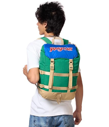 JanSport Skip Pack Backpack – 28L Capacity, Fits 13.5" Laptop, Large Main Compartment, Side Water Bottle Pocket – Ideal for Work & Travel, Jelly Kelly - color: Jelly Kelly
