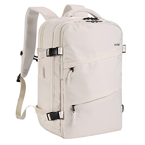 HOMIEE Travel Laptop Backpack for Men Women, Personal Item Carry On Bag, Dry Wet Separation, Weekender Business Hiking Camping College Bag, Mochila de Viaje, Beige - color: Beige, size: X-Large