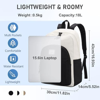 Kasqo School Backpack,Water Resistant Middle High School Bookbag for Teens Girls Boys School Bag Casual Women Men Daypack for Travel College Black White - color: Black White