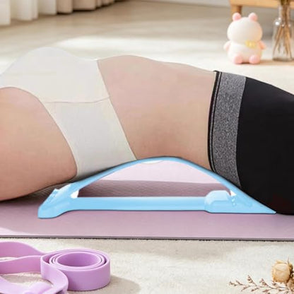 Lumbar Back Stretcher - Curved 4 Level Adjustable with Massage Points - Lumbar Support Board,for Home Gym Yoga Studio Office Car Bedroom Living Room - color: Blue