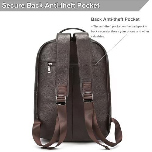 Large Capacity Genuine Leather Backpack for Men, 15.6 Inch Laptop Daypack Business Travel Shoulder Bag, Brown - color: Y80-16y-brown