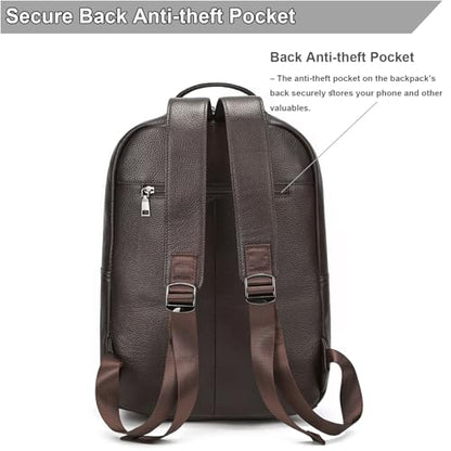 Large Capacity Genuine Leather Backpack for Men, 15.6 Inch Laptop Daypack Business Travel Shoulder Bag, Brown - color: Y80-16y-brown