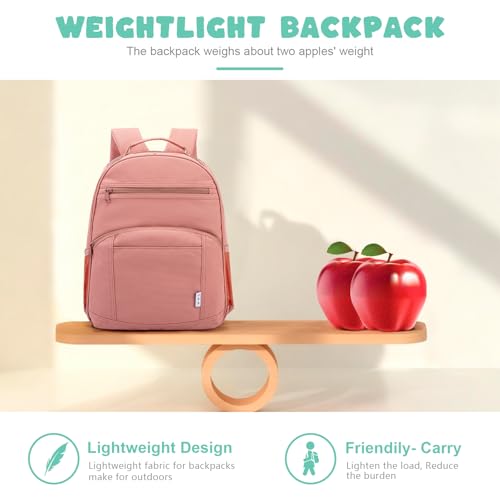 NOL Natural Organic Lifestyle Kids Backpack, School Backpacks for Teens Girls Boys, School Bookbag with Pencil Bag & Reflective Stripe for Elementary School - Dark pink - color: Dark Pink