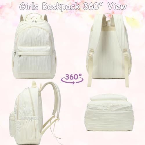 Meisohua School Backpack for Girls Large Capacity Bookbag for Kids Teens School Bags for Primary Middle School College Daypack with Anti Theft Back Pocket - color: Cloth Stripe Beige