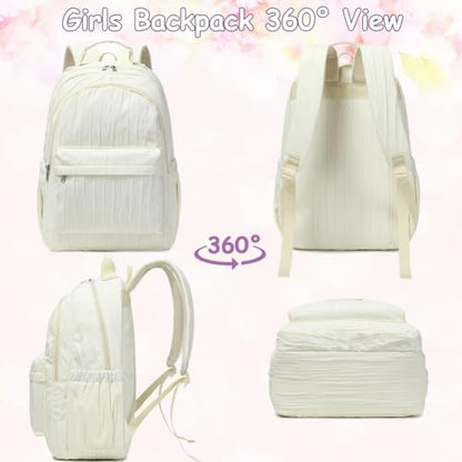 Meisohua School Backpack for Girls Large Capacity Bookbag for Kids Teens School Bags for Primary Middle School College Daypack with Anti Theft Back Pocket - color: Cloth Stripe Beige