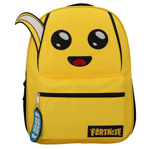 AI ACCESSORY INNOVATIONS Fortnite Peely Backpack for Boys & Girls, 16 Inch Nylon Twill Big Face Schoolbag W/Nana Zipper Pull, Yellow - style: Fortnite Peely