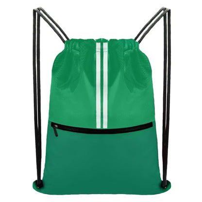 Drawstring Backpack Large Sports Draw String Bag for Women and Men (Green) - color: Two Tone Green