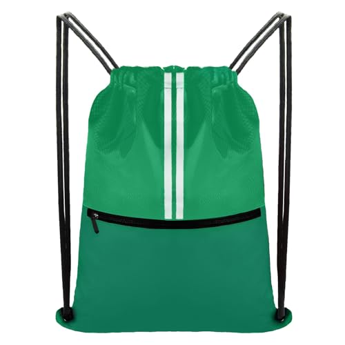 Drawstring Backpack Large Sports Draw String Bag for Women and Men (Green) - color: Two Tone Green