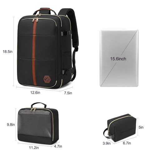 40L Travel Laptop Backpack for Women & Men, Airline Approved Carry On Luggage Overnight Bags, Waterproof Personal Item Bag, Weekender Essentials Backpacks Vacuum Backpack Black - color: Black
