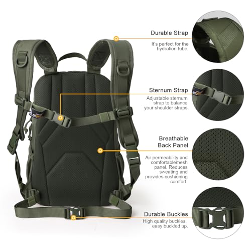 Mardingtop Small Tactical Backpack,Molle Hiking Backpack for Backpacking,Cycling and Biking,15L/25L Backpack - color: Ranger Green, size: 15L