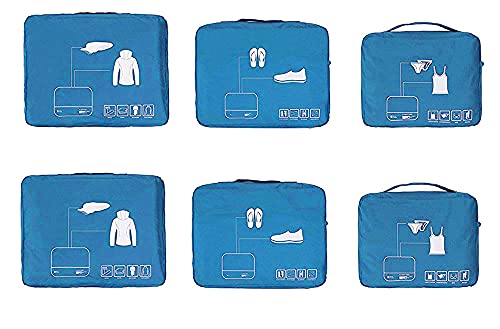 Packing Cubes Set Travel Luggage Organizers Suitcase Lightweight Accessories (Sky Blue) - color: Sky Blue