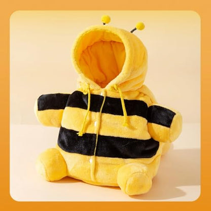 Cat Puppy Warm Carrier Backpack Cute Bear Bee Design Head Out Adjustable Hood Safety Clip for Cat Small Dog (bee,Small) - color: bee, size: Small