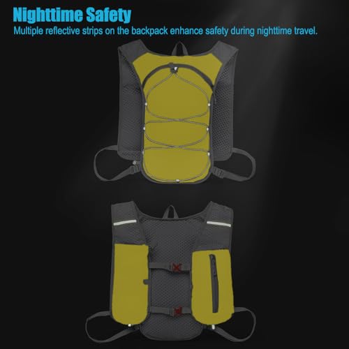 Travel Hiking Cycling Lightweight Backpack Adjustable shoulder straps, Running Hydration Vest for Outdoor Trail for Men Women-Yellow