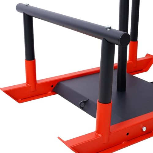 Weight Training Pull Sled, Heavy Duty Push Pull Fitness Sled for Speed and Strength Training, Steel Power Sled Workout Equipment for Athletic Conditioning, Fits 2" Weight Plates,Red - color: Red