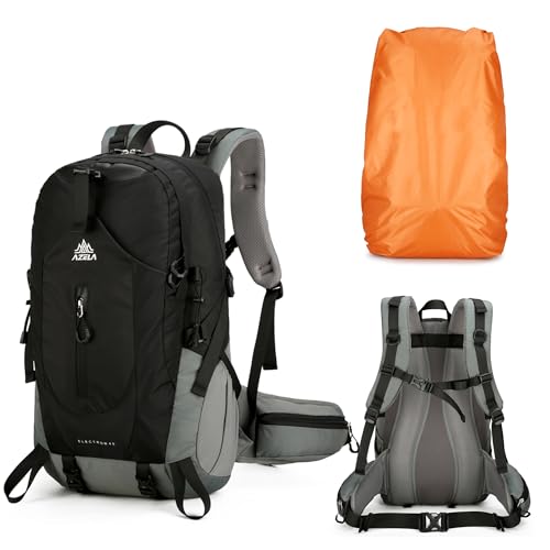40L Hiking Backpack for Men and Women, Lightweight Waterproof Packable Camping Travel Daypack with Rain Cover (Black, 40 Liter) - color: Black
