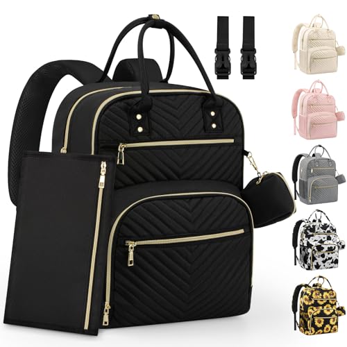 Pritent Diaper Bag Backpack,Baby Essentials Diapers Bag with Pacifier Case,Multipurpose Stylish Large Capacity Travel Backpack for Baby Girl/Boy(L-Black) - color: Black, size: Large (With Extra Layer & Changing Pad)