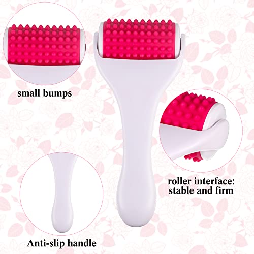 Tondiamo 2 Pcs Muscle Roller Gift Fascia Stick Cellulite Face Muscle Body Massage Roller Massage Tool for Relief Neck Arm Back Leg Body Deep Release(White,Silicone) - color: White, Rosy, style: Silicone