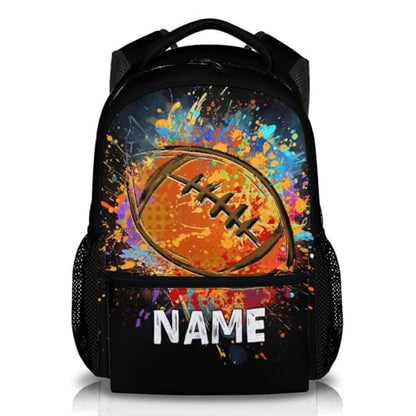 Boys School Backpack Personalized Kids Football Backpacks Bookbag Back to School Supplies, Custom Name Cool Sport Back Pack for Travel Camping Casual (17 Inches) - color: Color 2-1
