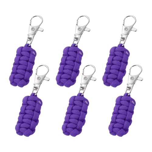 YELARXI Paracord Zipper Pull Polyester Zipper Pulls Replacement Woven Rope with Metal Clasp, 80 mm Length Fit for Backpacks Clothing Luggage Accessories - Cylinder (6 Pack, Dark Purple) - color: Dark Purple