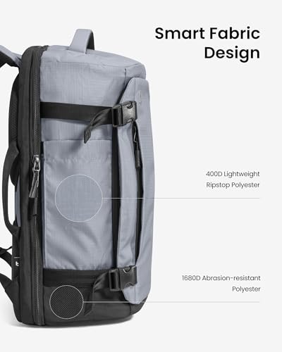 tomtoc Travel Backpack 28L, TSA Friendly Flight Approved Carry-on Luggage, Personal Item Travel Bag, Water-resistant Lightweight Business Rucksack, Durable Bag Fits 16 Inch Laptop - color: Silver Gray-ripstop, size: 28L