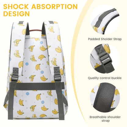 Diaper Bag Backpack, Large Baby Nappy Bags with Portable Changing Pad for Boys and GirlsMultifunction Travel Baby Bag for Moms Dads, Shower Gifts Waterproof and Stylish - color: Banana Party Beige