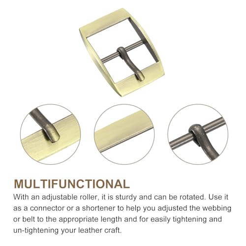 uxcell Metal Roller Buckle, Single Prong Belt Buckle Square Center Bar Buckles for Leather - color: Bronze, size: 0.98 Inch