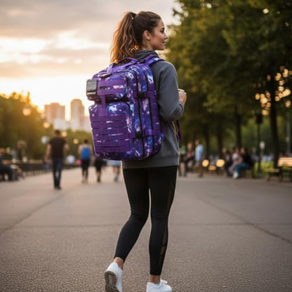 45L Military Tactical Backpack for Men & Women Bug Out Bag Assault pack Molle Daypack Hiking Trekking Rucksack (Purple tie-dye) - color: Purple Tie-dye