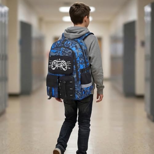 School Backpack for Boys - Gamer Boys Backpacks for Kids Teens Elementary Middle High School,18″ Large Capacity Students Bookbag with Usb Charging Port - color: Game002-only