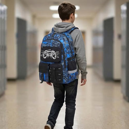 School Backpack for Boys - Gamer Boys Backpacks for Kids Teens Elementary Middle High School,18″ Large Capacity Students Bookbag with Usb Charging Port - color: Game002-only
