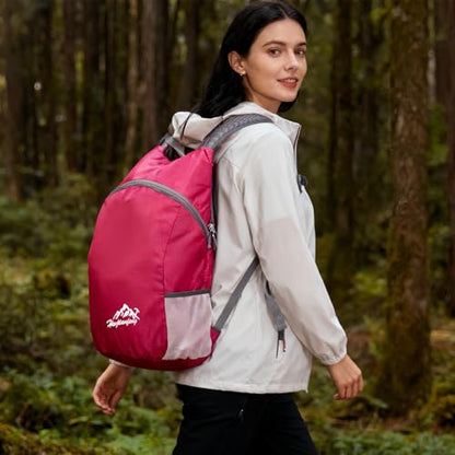 Ultra Lightweight Travel Foldable Backpack,Water Resistant Reusable Hiking Daypack for Camping Outdoor for Women&Men - color: Pink